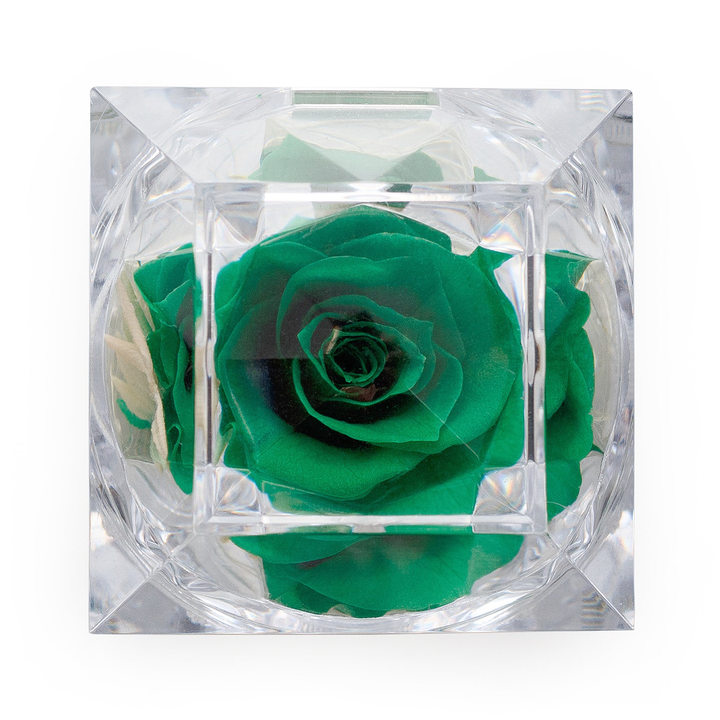 Preserved Green Rose Crystal-Look Ring Box