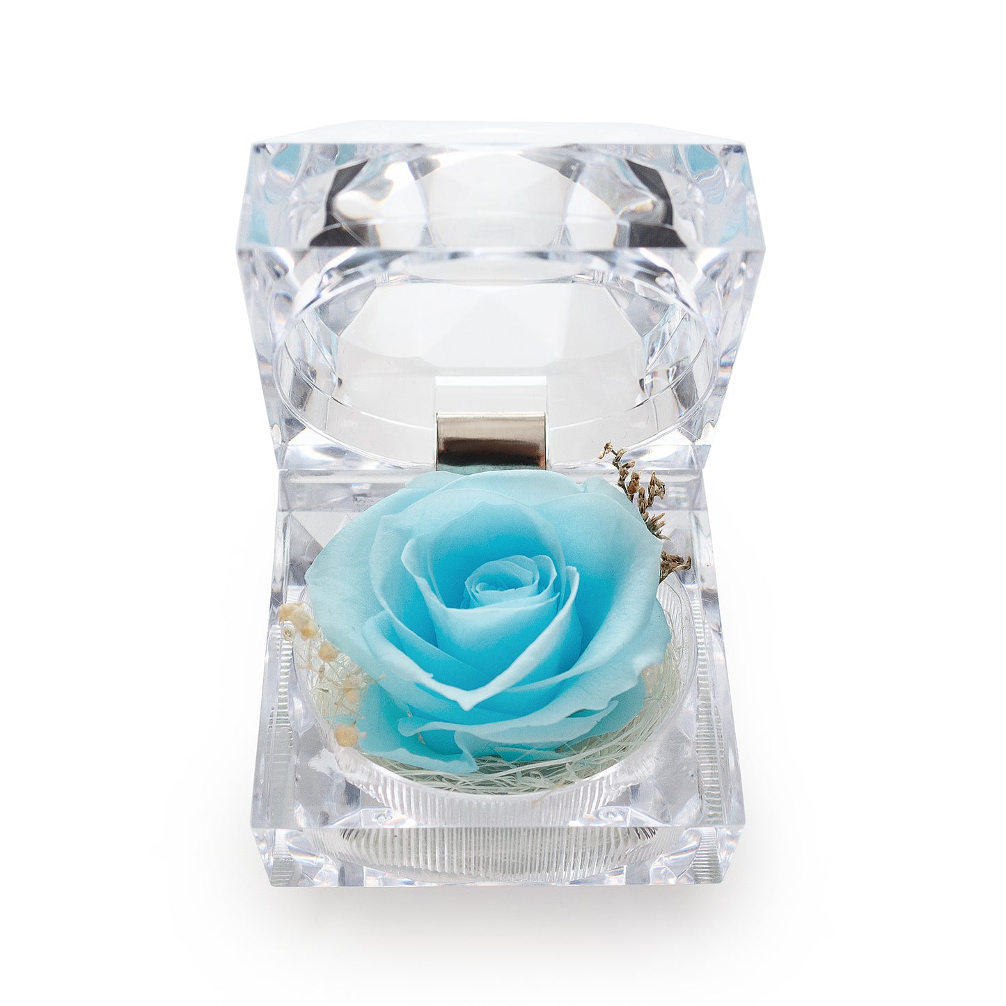 Preserved Tiffany Rose Crystal-Look Ring Box