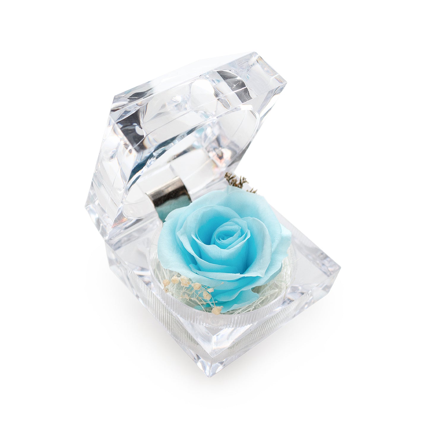 Preserved Tiffany Rose Crystal-Look Ring Box