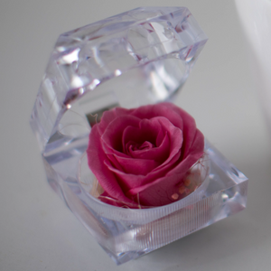 Preserved Pink Rose Crystal-Look Ring Box