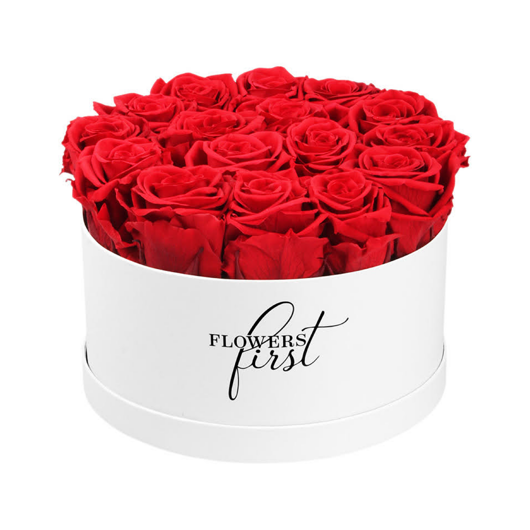 Forever Roses &amp; L weiße Box in Tischgröße