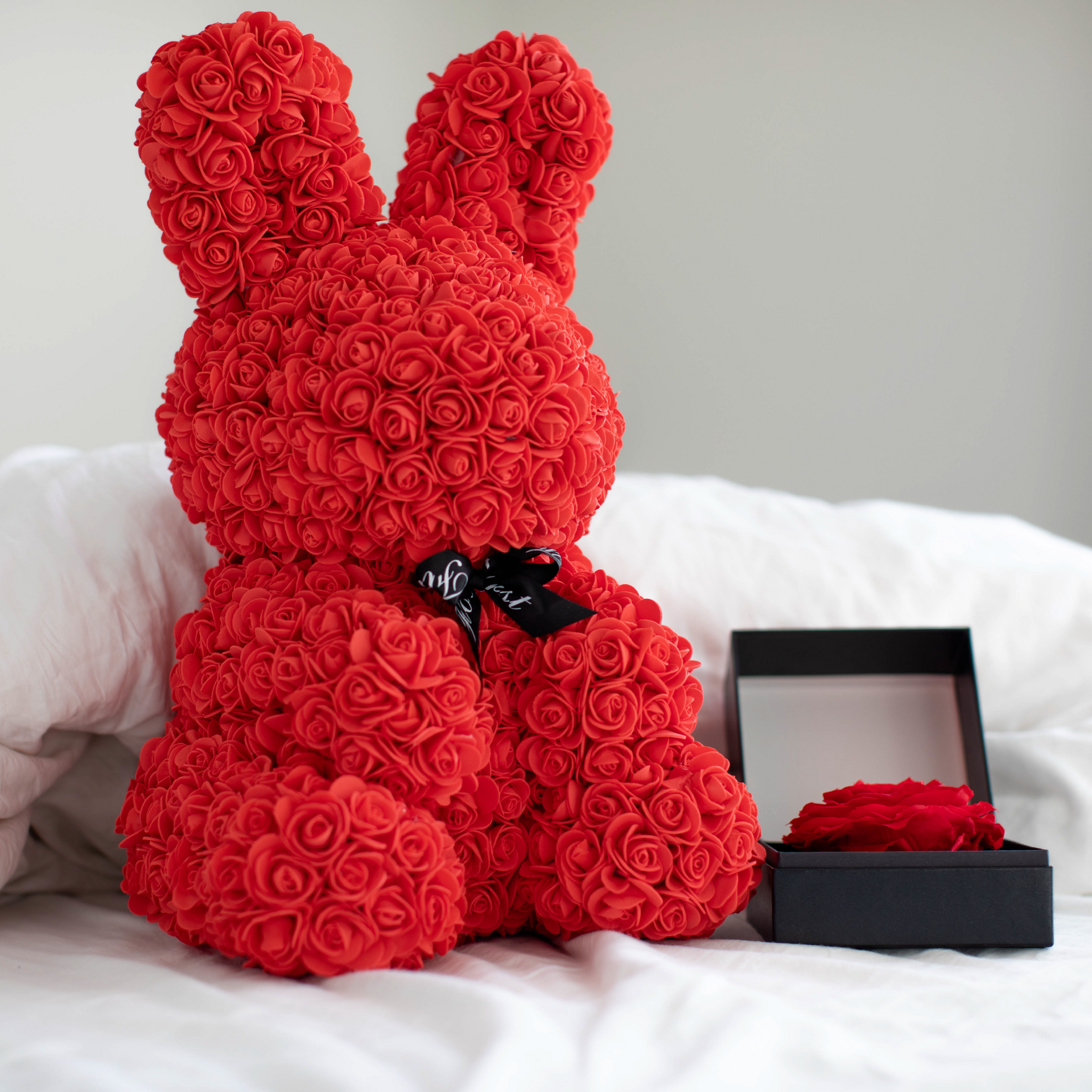 Large Red Luxury Handmade Rose Bunny