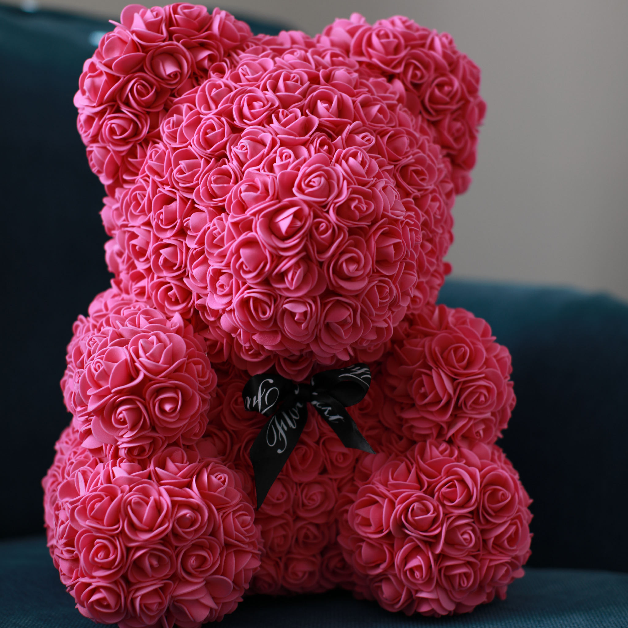 Large Fuchsia Luxury Handmade Rose Teddy Bear