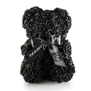 Medium Black Luxury Handmade Rose Teddy Bear