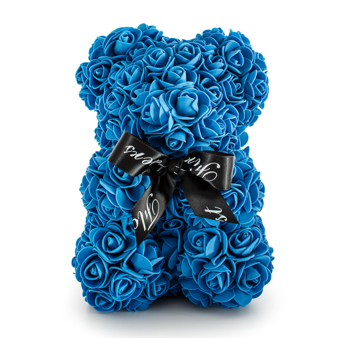 Medium Royal Blue Luxury Handmade Rose Teddy Bear – Flowers First