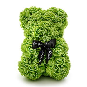 Green Handmade Rose Teddy Bear -1