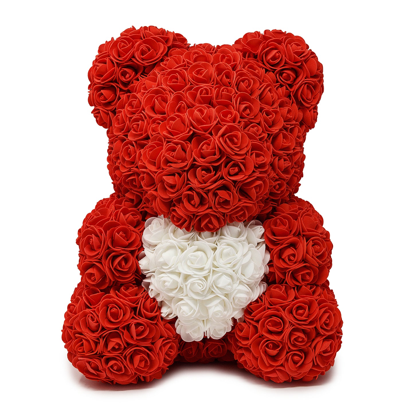 Red Rose Teddy Bear & White Heart -1