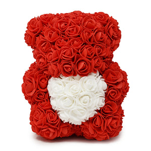 Red Rose Teddy Bear & White Heart -1