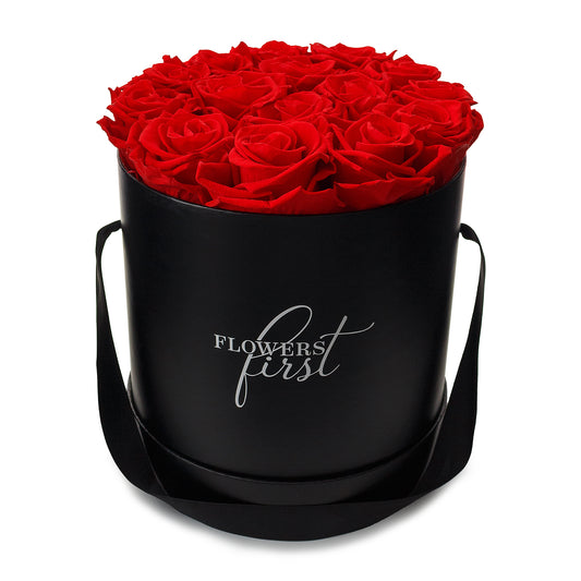 Red Roses & Big Black Round Hat Box -1