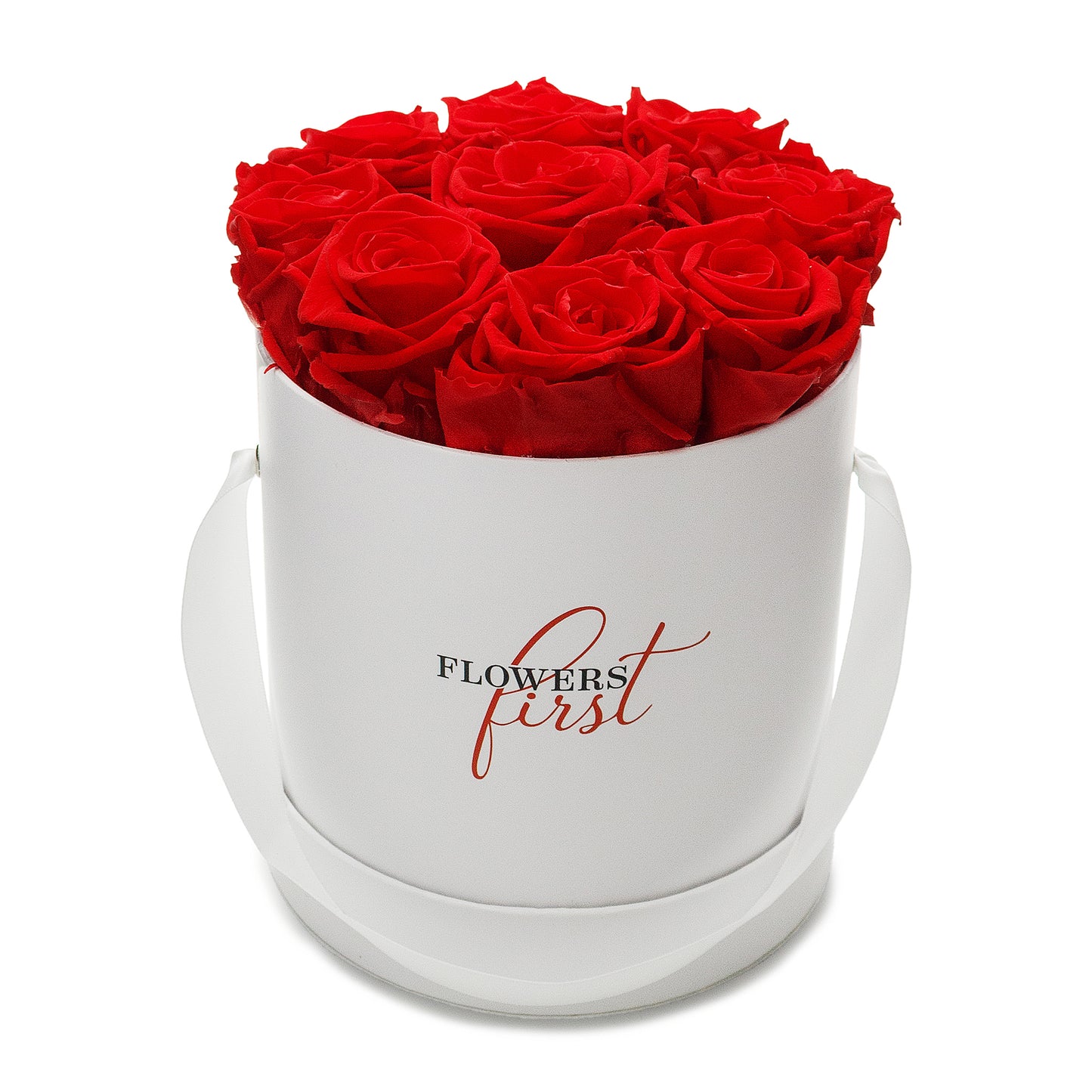 Red Roses & M Round White Hat Box -1