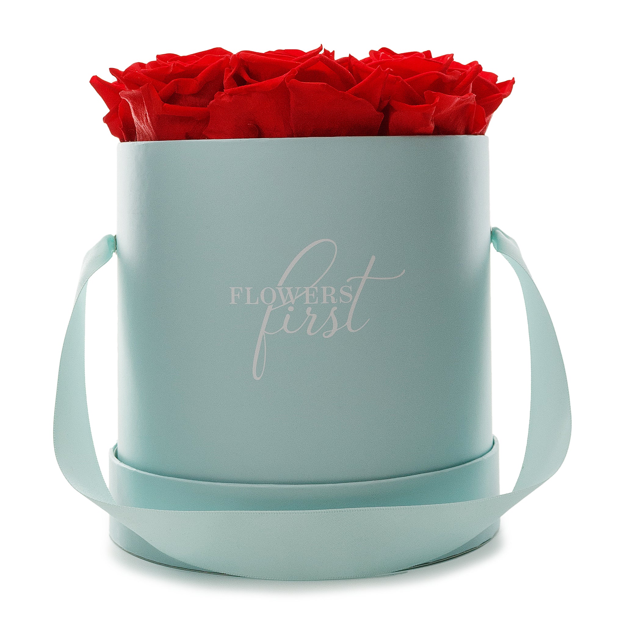 Red Roses & M Round Blue Hat Box -2