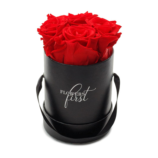 Red Roses & S Round Black Hat Box -1