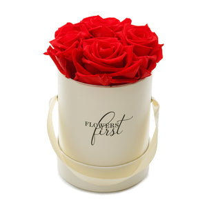 Roses & Beige Small Round Hat Box -1