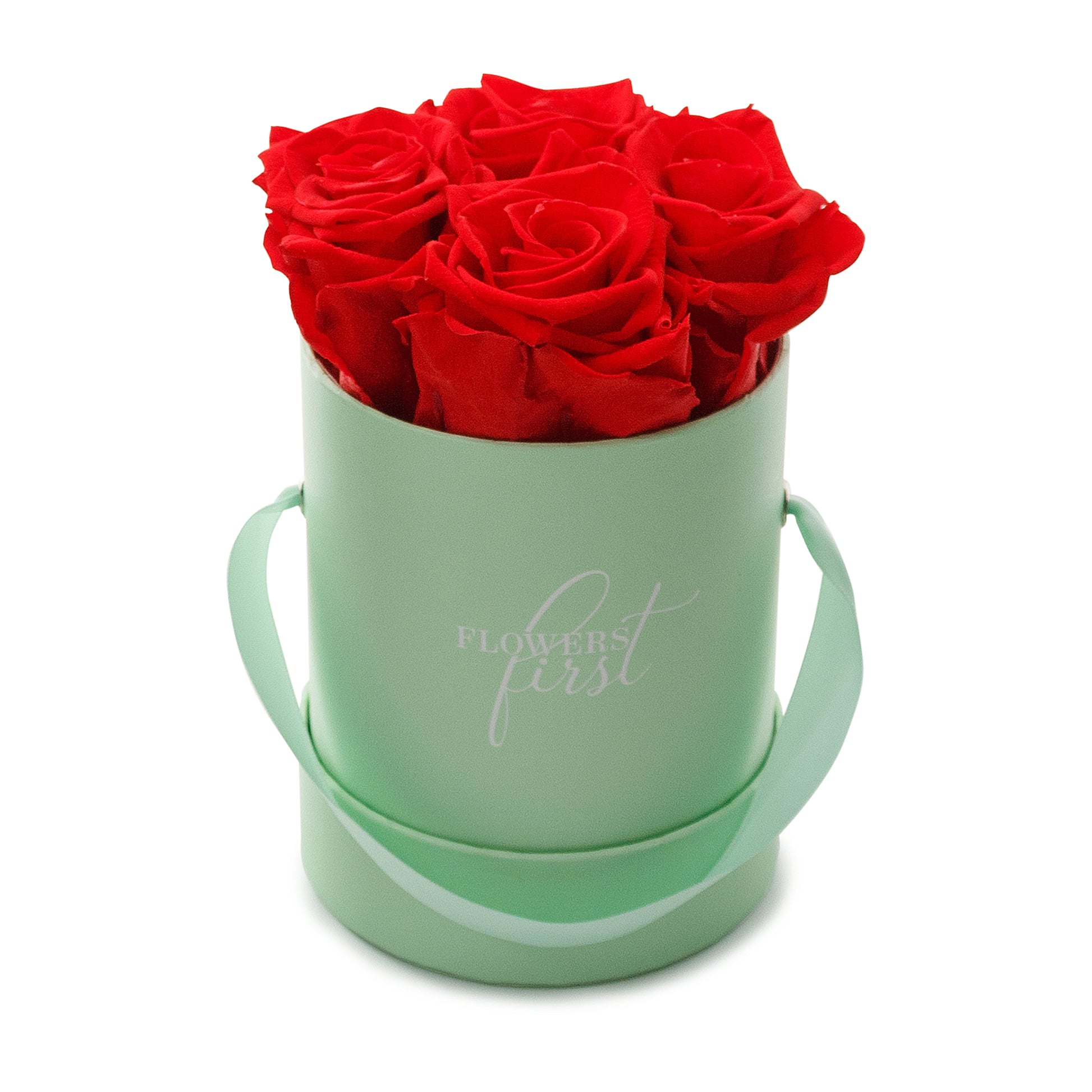 Red Roses & S Round Green Hat Box -1