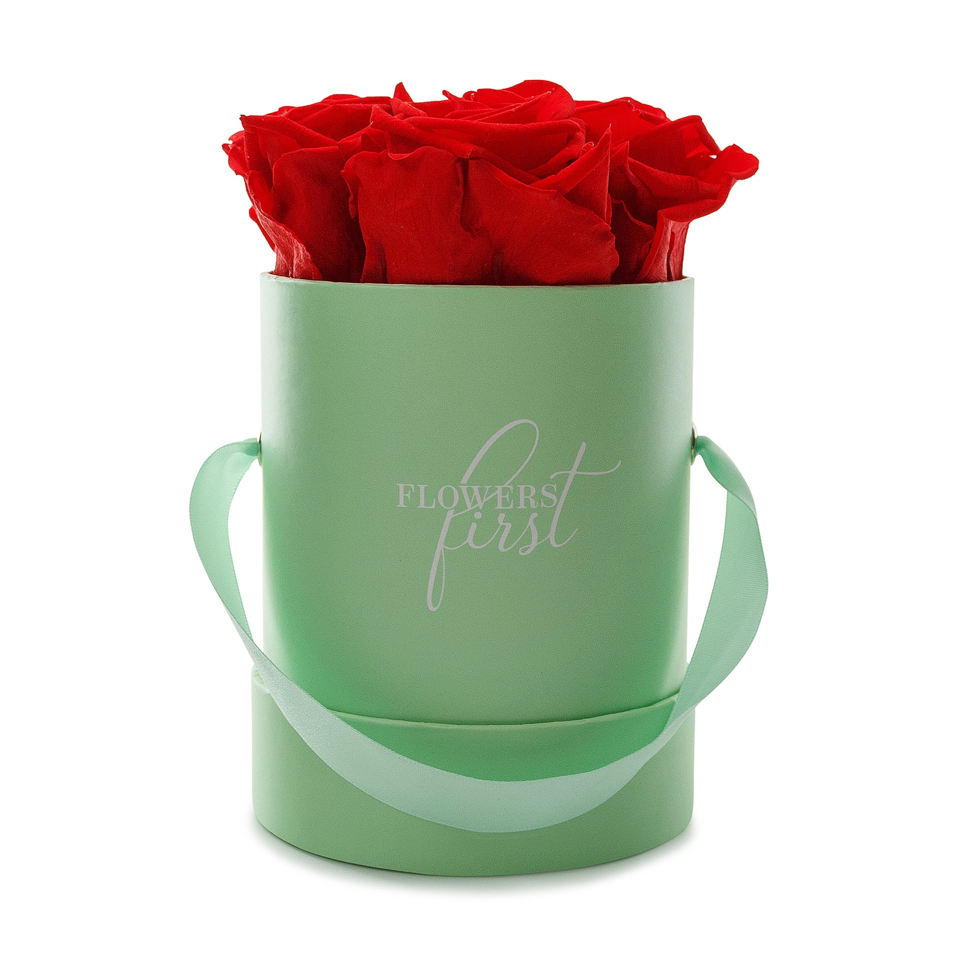 Red Roses & S Round Green Hat Box -2