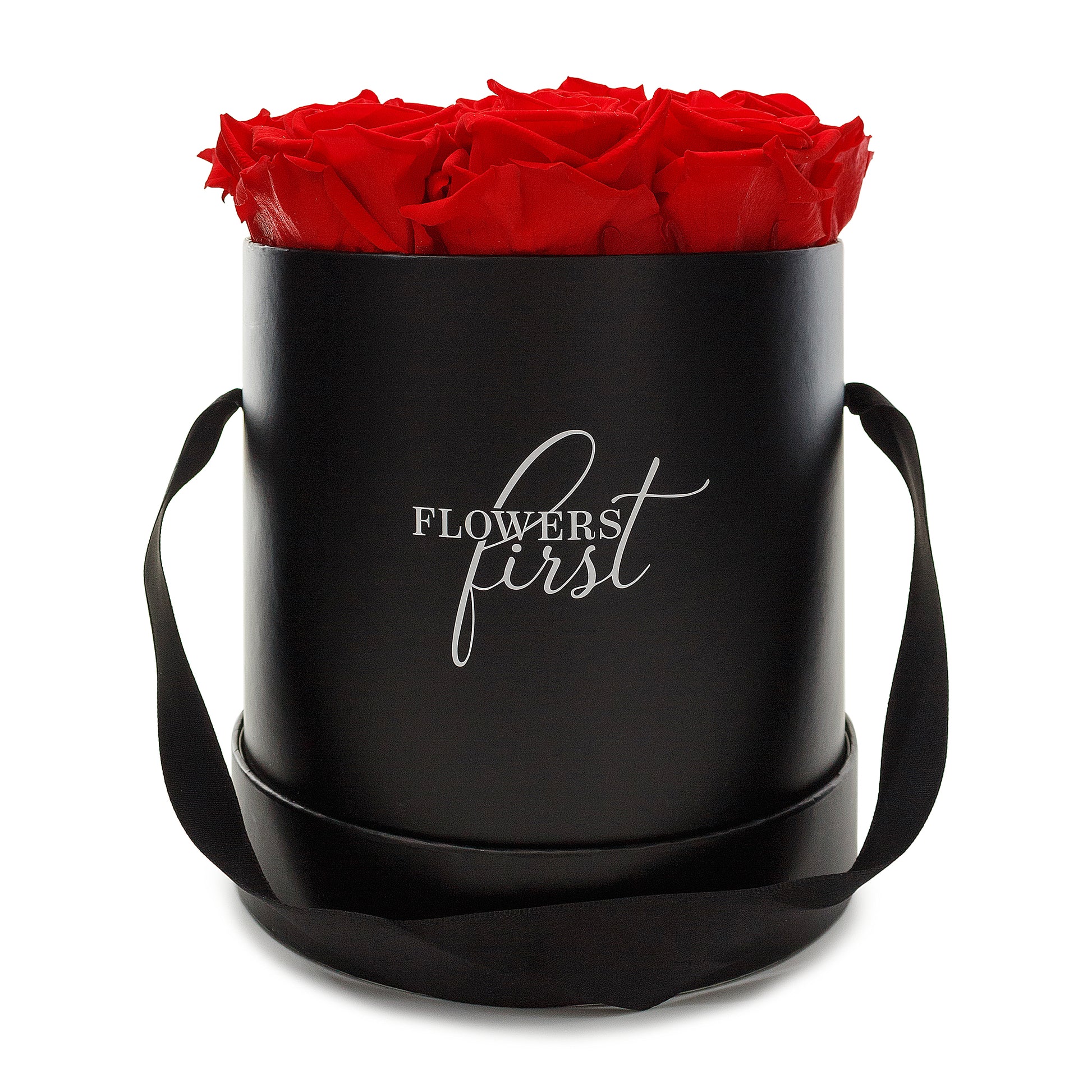 Red Roses & M Round Black Hat Box -2