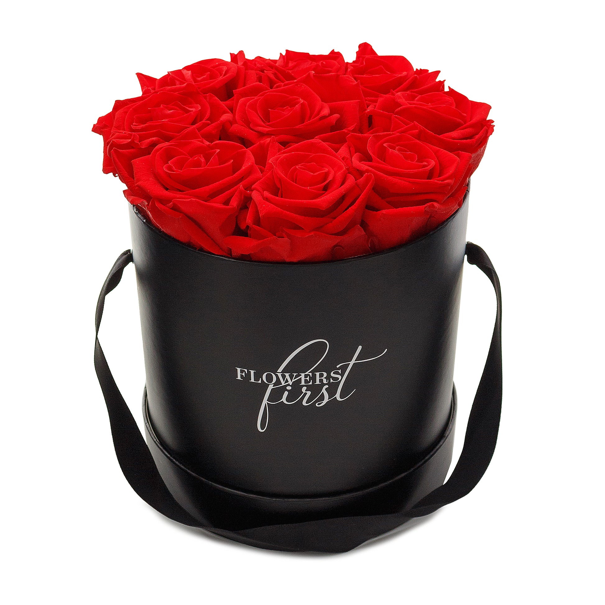 Red Roses & M Round Black Hat Box -1