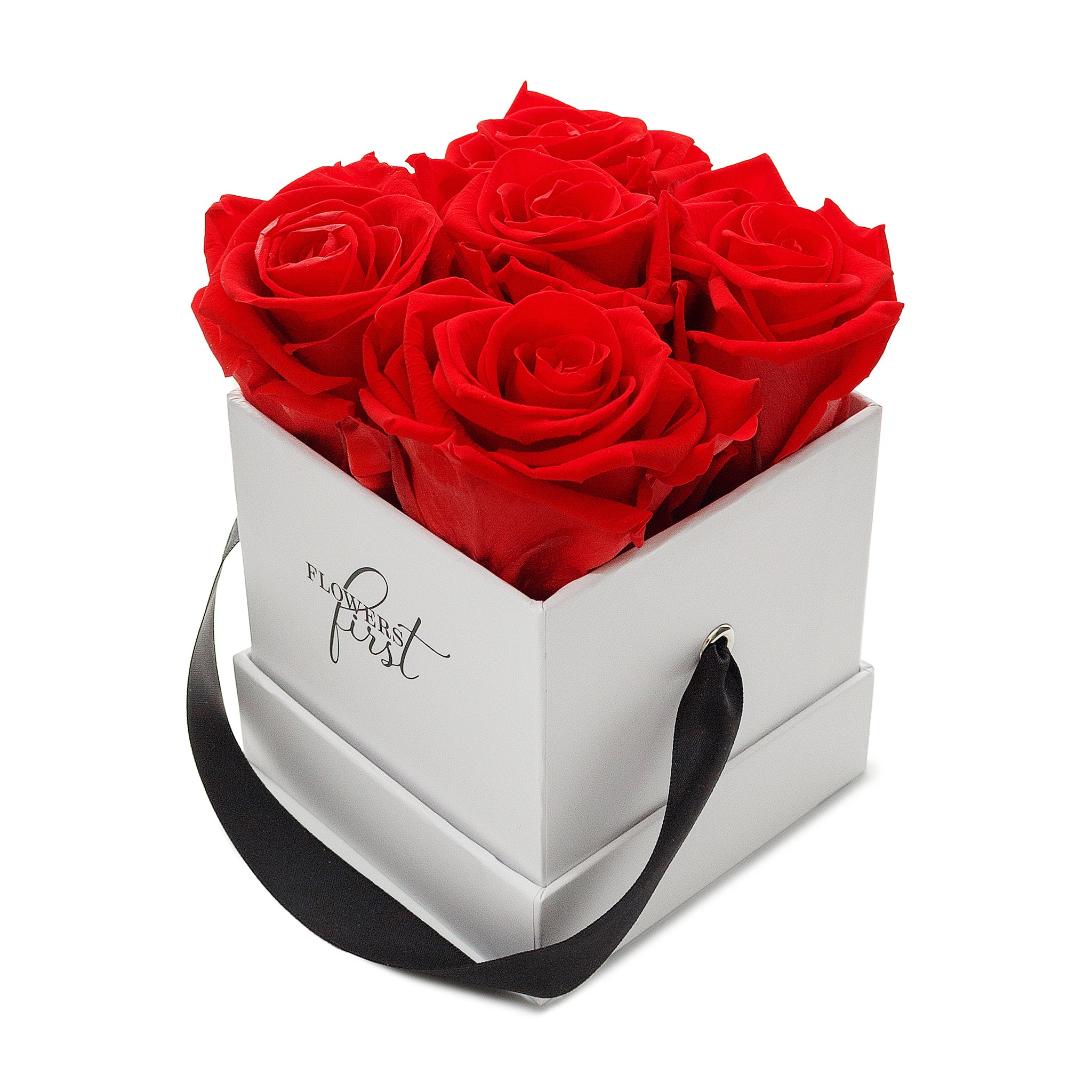 Red Roses & S Square White Hat Box -1