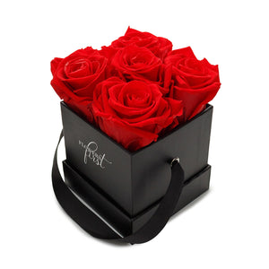 Red Roses & S Square Black Hat Box -1