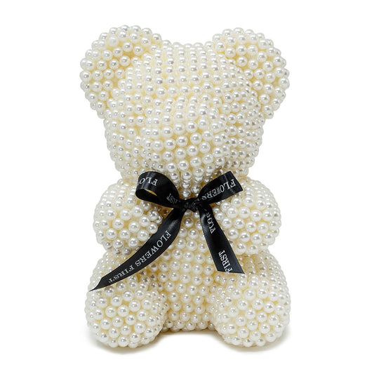 Small White Luxury Handmade Pearl Teddy Bear -1