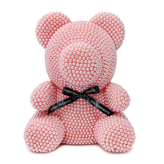 Large Pink Luxury Handmade Pearl Teddy Bear -1