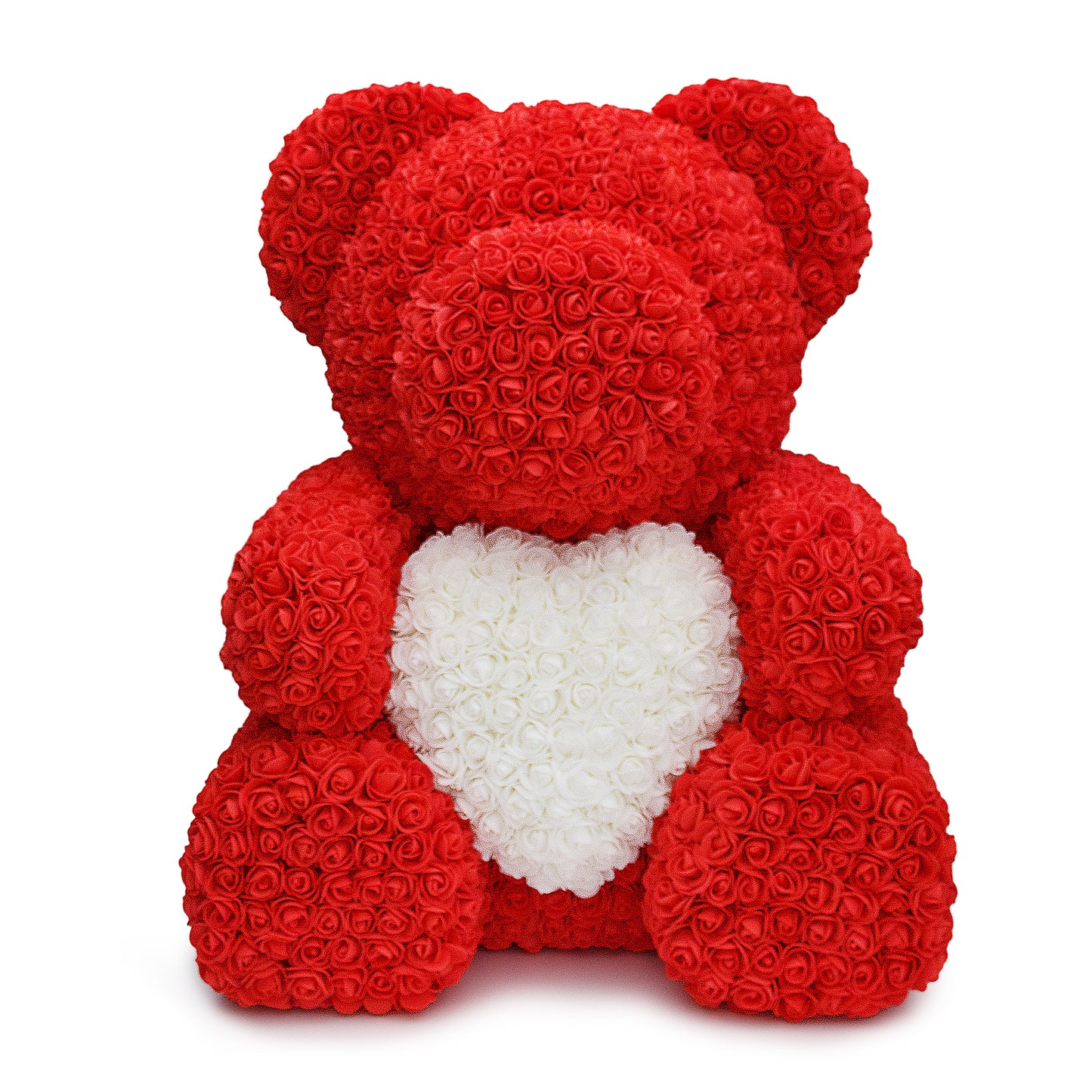 BIG Red Rose Teddy Bear & White Heart -1