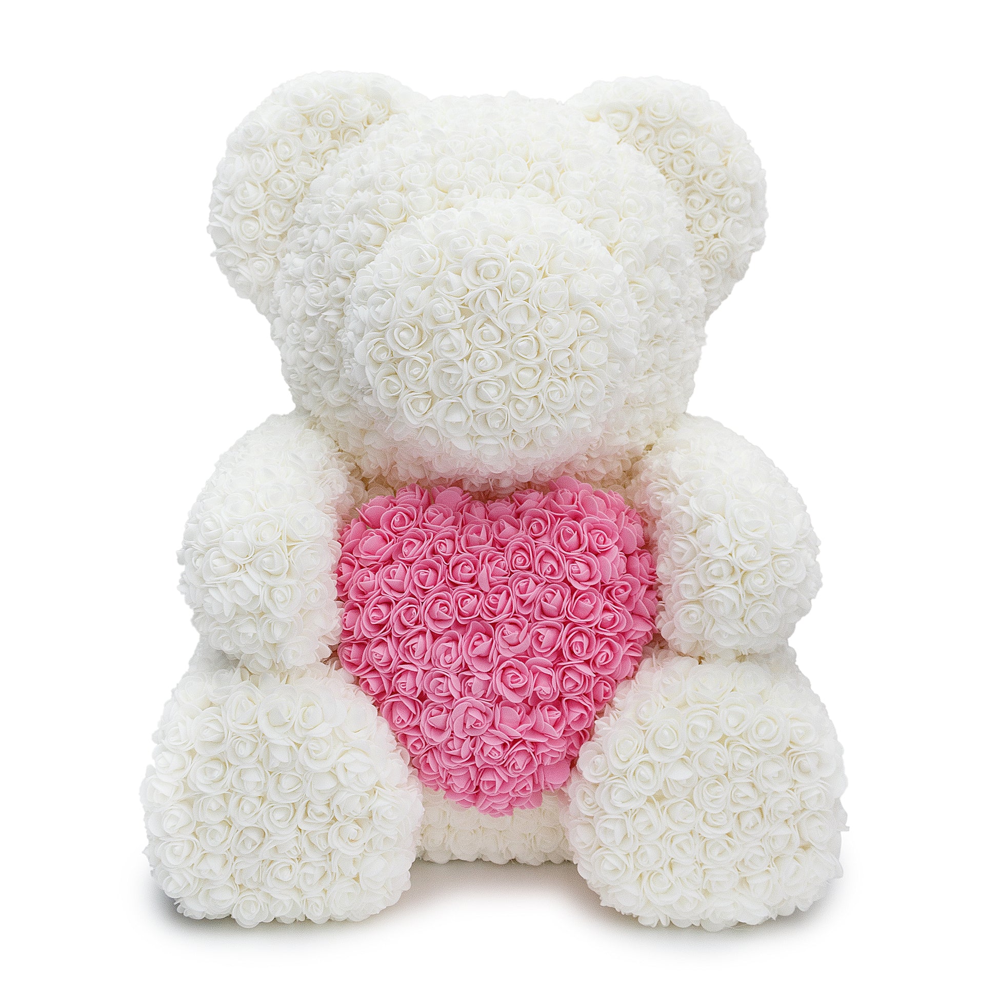 pink rose bear with heart