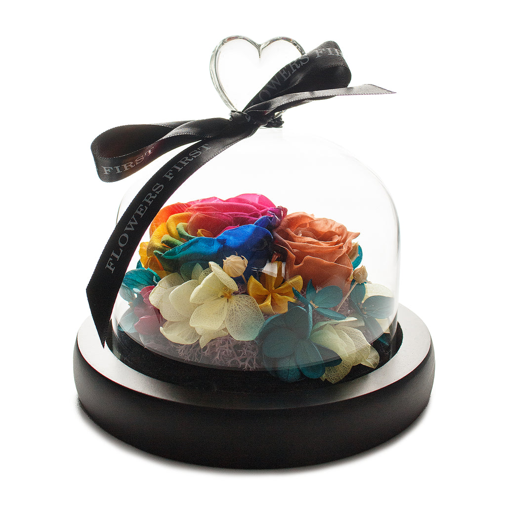 Rainbow Infinity Rose in Glass Dome -1