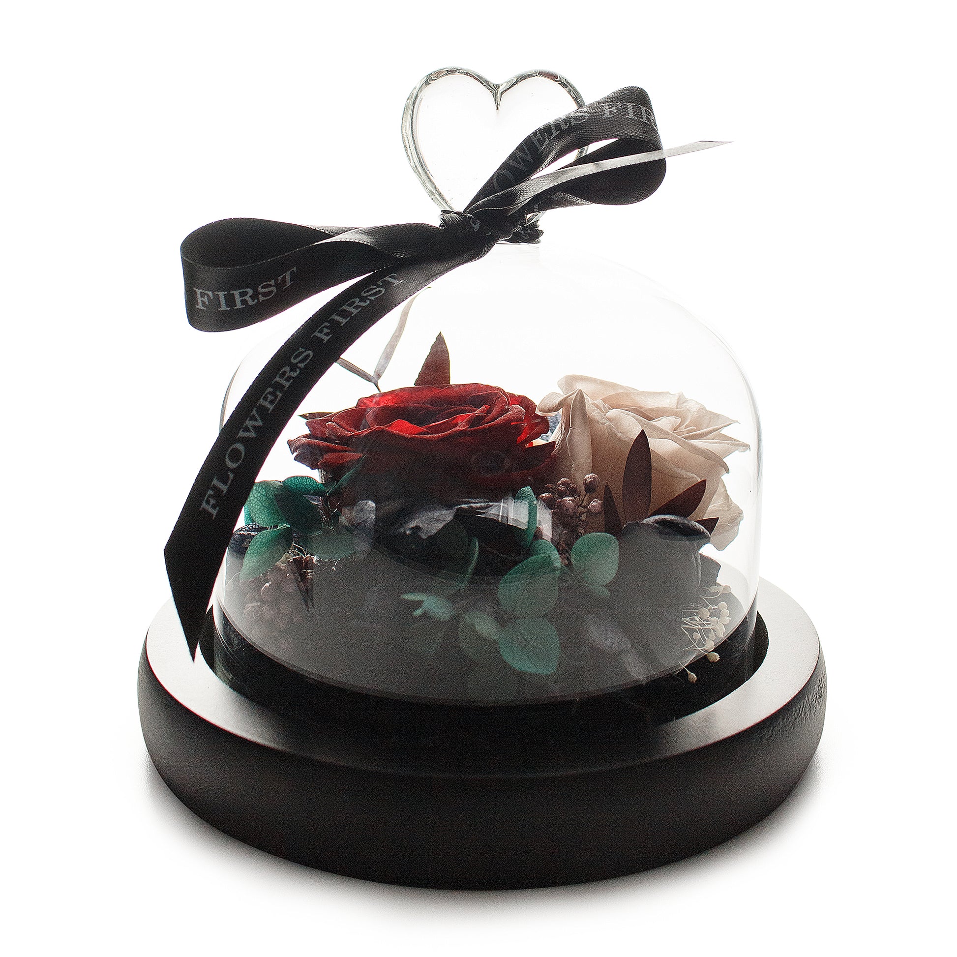 Wine Red Infinity Rose in Small Glass Dome -1