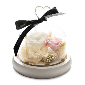 White Infinity Rose in Glass Dome -1