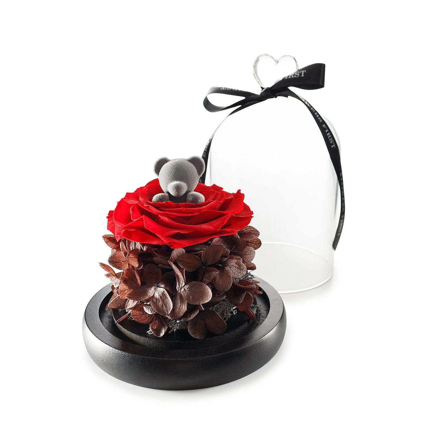 Eternity Red Rose with Teddy in Glass Dome