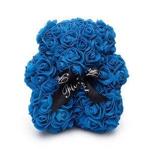 Small  Royal Blue Luxury Handmade Rose Teddy Bear