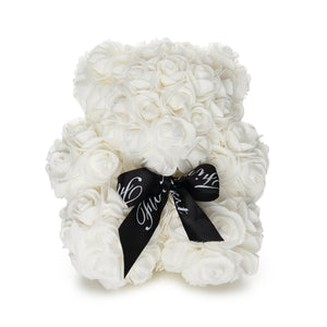 Small  White Luxury Handmade Rose Teddy Bear