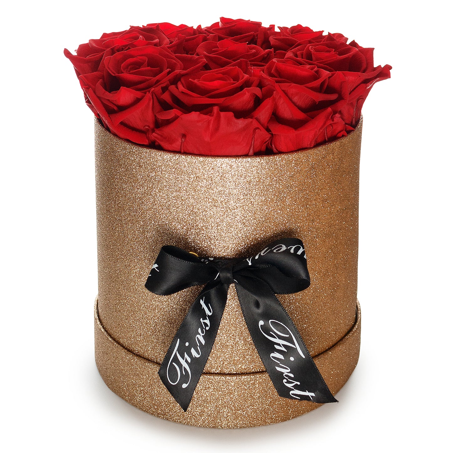 Forever Roses & M Round Gold Hat Box