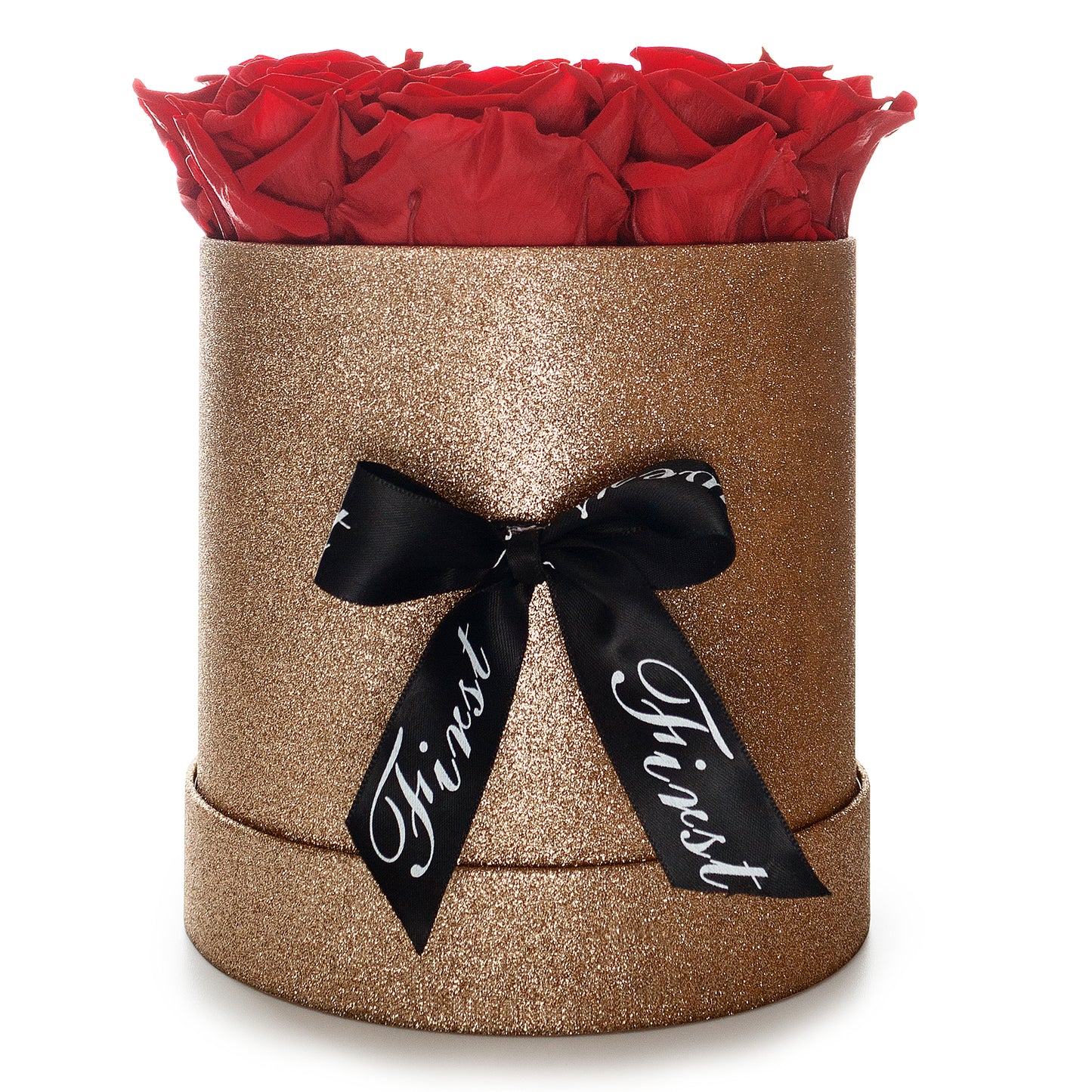 Forever Roses & M Round Gold Hat Box