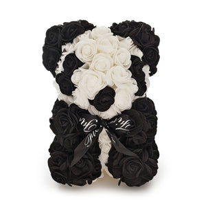 Mittelgroßer luxuriöser handgefertigter Rosen-Pandabär