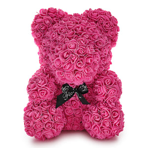 Large Fuchsia Luxury Handmade Rose Teddy Bear