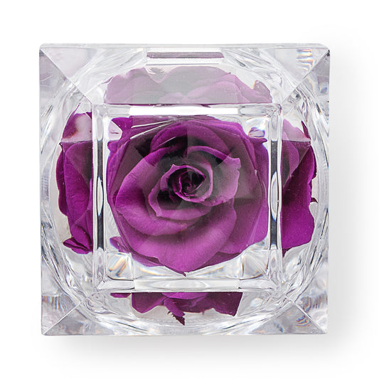 Dark Purple Rose Crystal-Look Ring Box