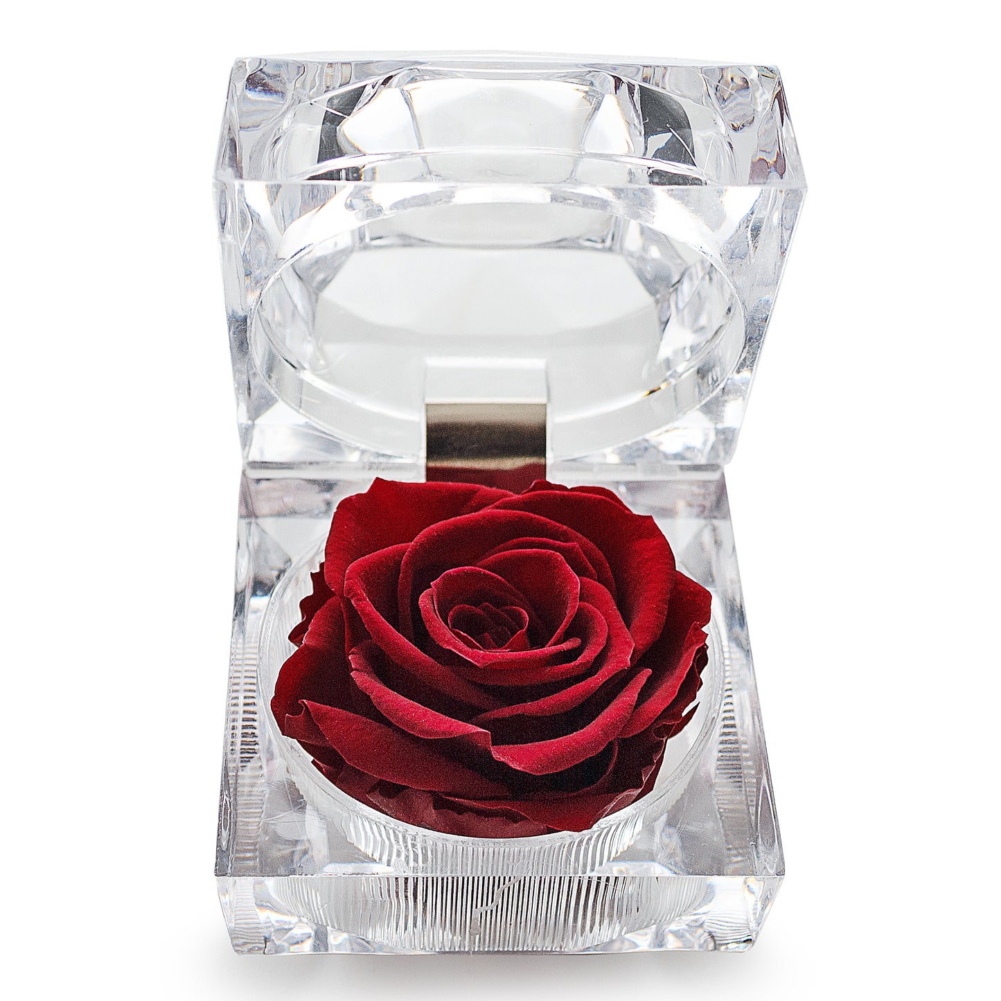 Wine Red Rose Crystal-Look Ring Box