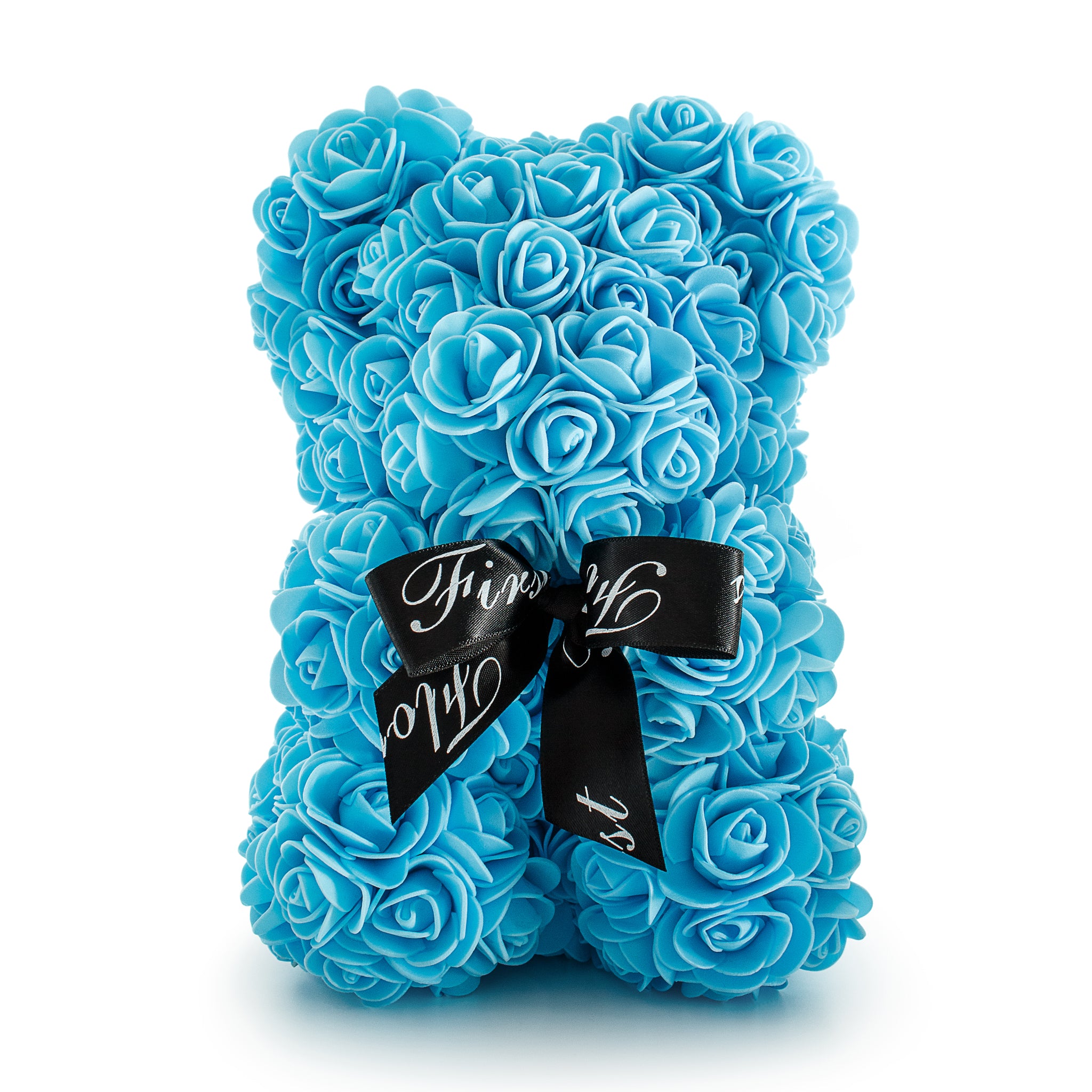 Medium Light Blue Luxury Handmade Rose Teddy Bear Flowers First