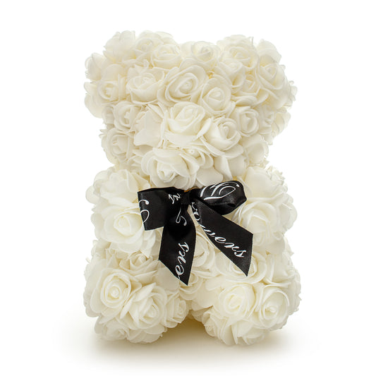 White Luxury Handmade Rose Teddy Bear -1