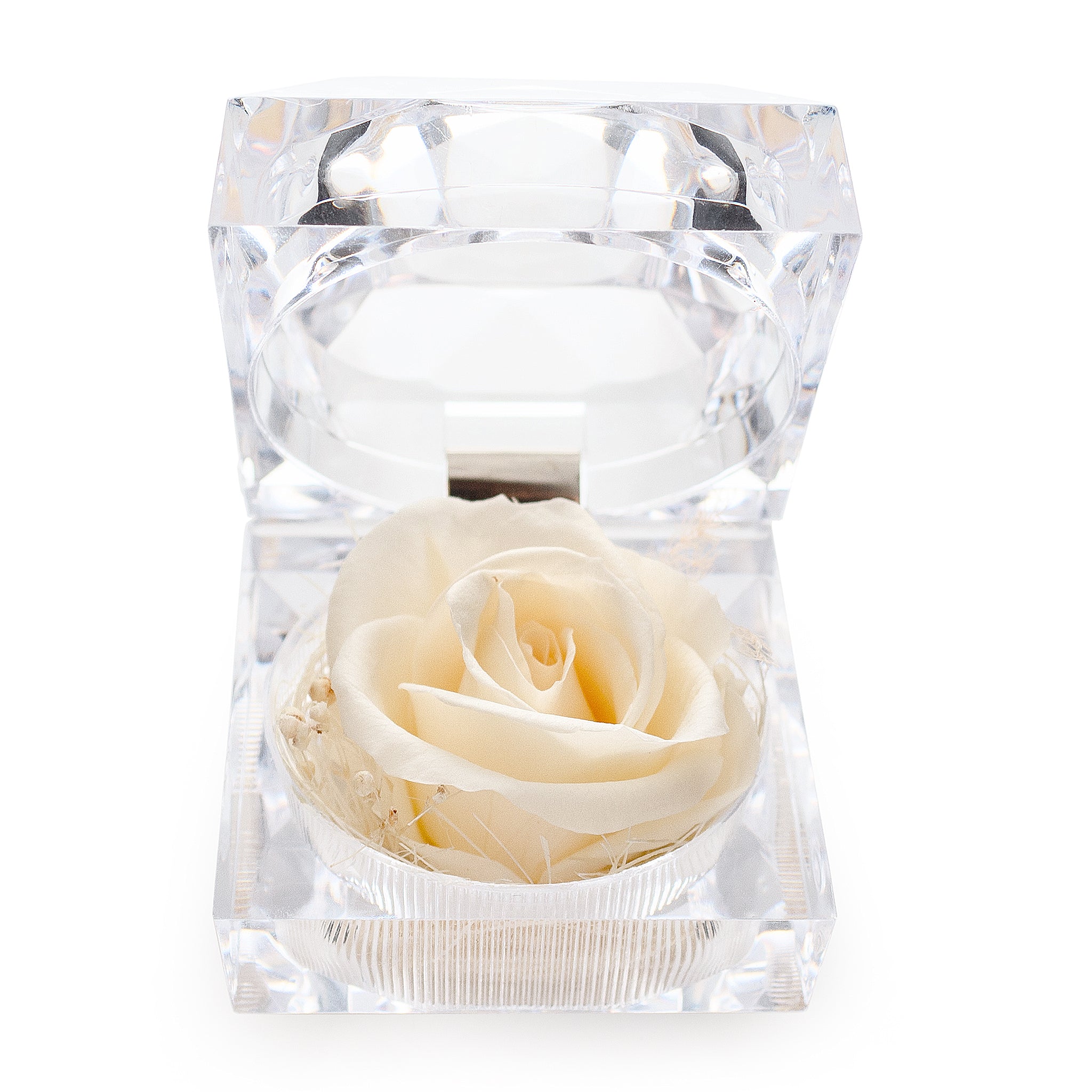 Preserved Champagne Rose Crystal-Look Ring Box