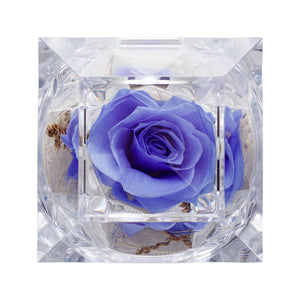 Konservierte lila Rose Ringbox im Kristall-Look