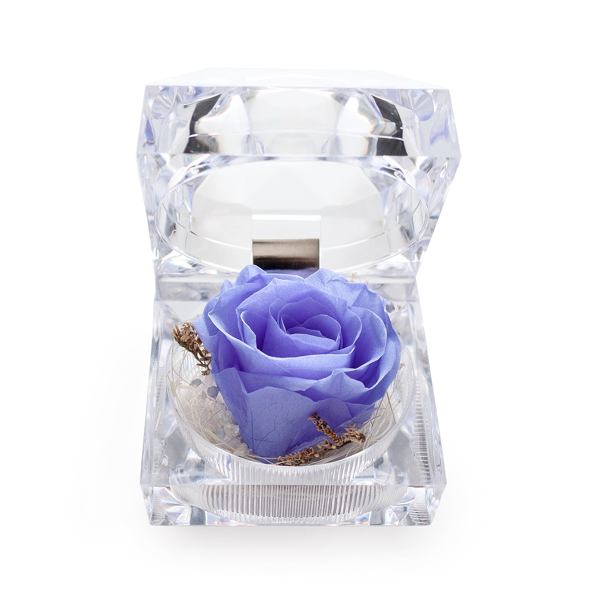 Preserved Purple Rose Crystal-Look Ring Box