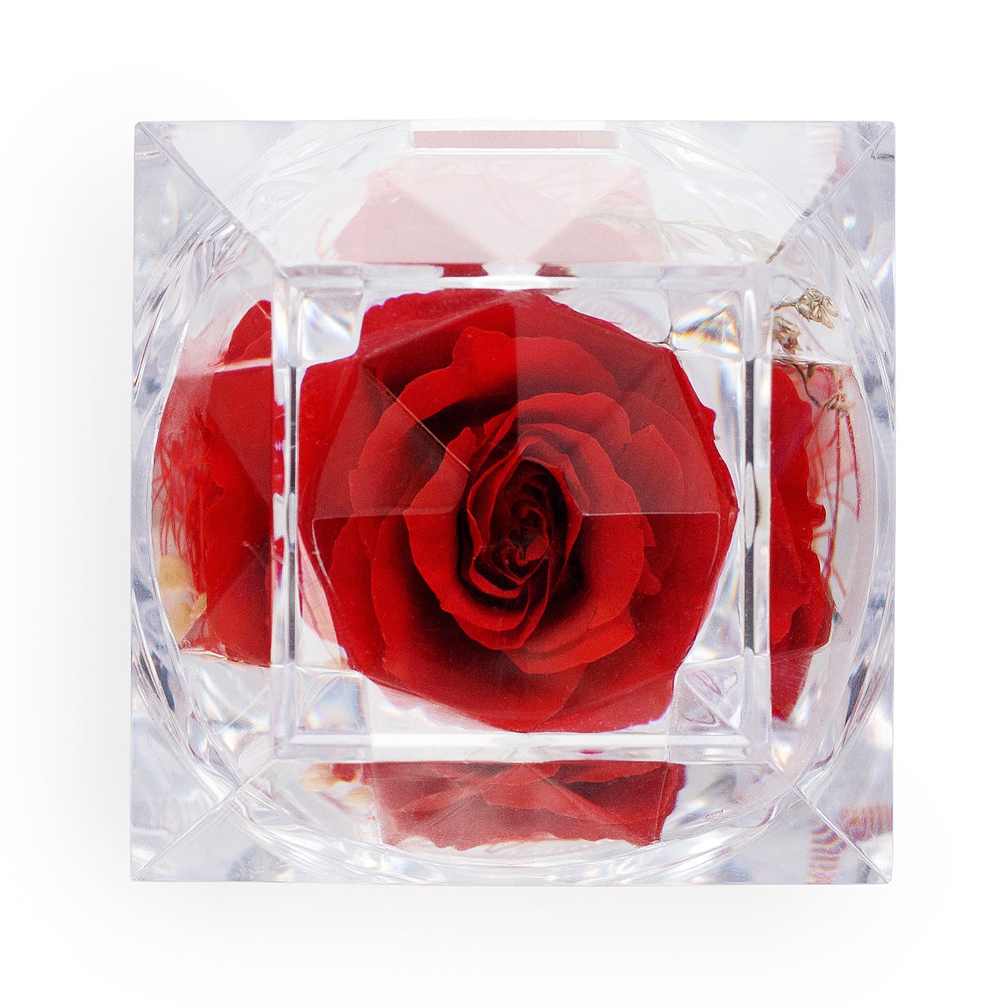 Preserved Red Rose Crystal-Look Ring Box