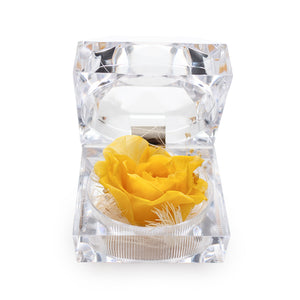 Konservierte gelbe Rose Ringbox im Kristall-Look